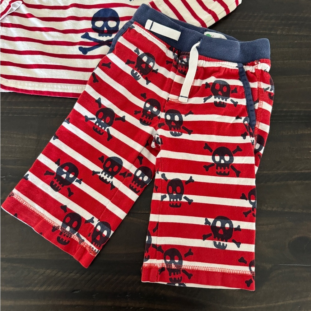 Mini Boden Pirate Pajama Set Red Stripe Skull Walk the Plank Boys 4-5Y - Picture 3 of 9